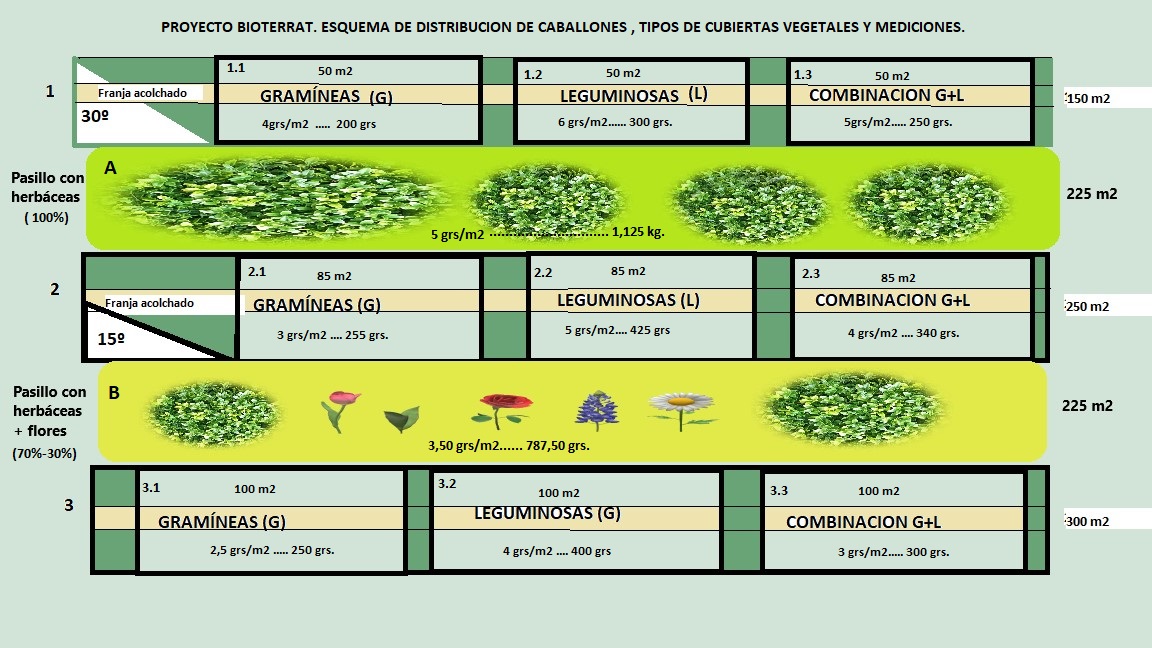 Esquema de ensayos de cubiertas vegetales